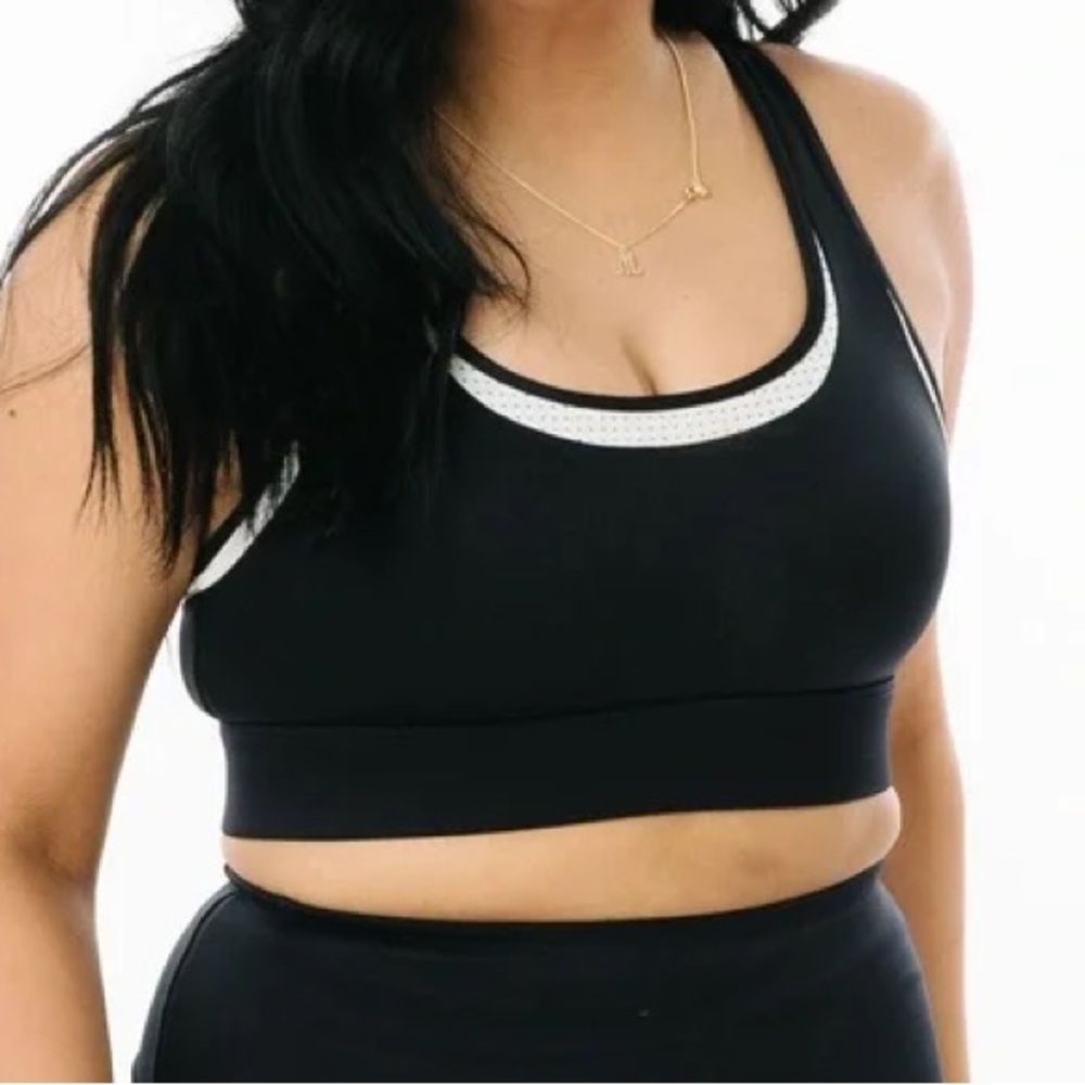 NEW Zyia Black & White Primo Mesh Bra Size XL Workout Athleisure Strappy Back